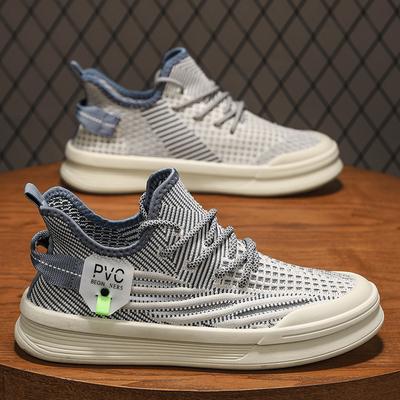 Men's New Breathable Flying Woven Trendy Shoes Hollow Fashion Versatile Sports Shoes Mesh Lightweight Running Shoes Casual Walking