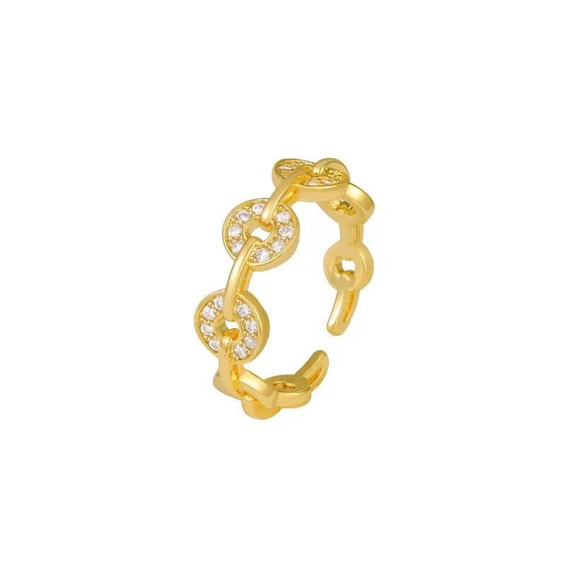 Women s Double Layer Coin Chain Ring with Micro-Inlaid Design and Hollow Texture - Fashionable, Versatile, and Unique.