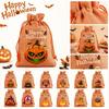 Halloween-Süßigkeitentaschen Jute Kordelzug Leckerchentaschen Kürbisdesign Wiederverwendbare Party-Gastgeschenktaschen für Halloween Süßes oder Saures