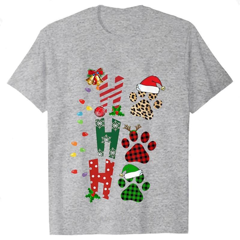 Ho Ho Ho Paw Graphic Oversized Tshirt Christmas Gift Simple Casual Xmas Cotton Tshirt Funny Unisexs Clothing Unisex Tops Tees