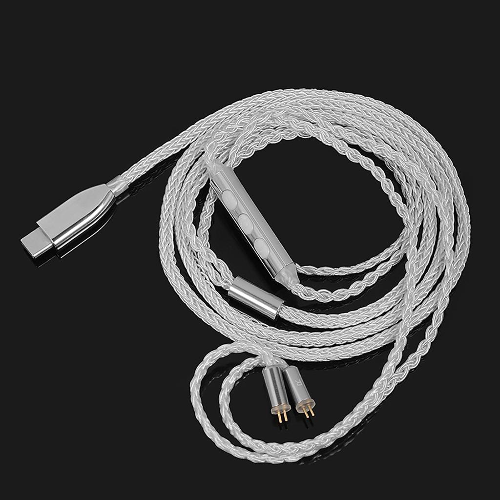 3.5mm/Type-C Headphone Cable 8Core Silver Plated Braided Earphone Cable 2Pin 0.78mm Plug Replacement Earphone Cable