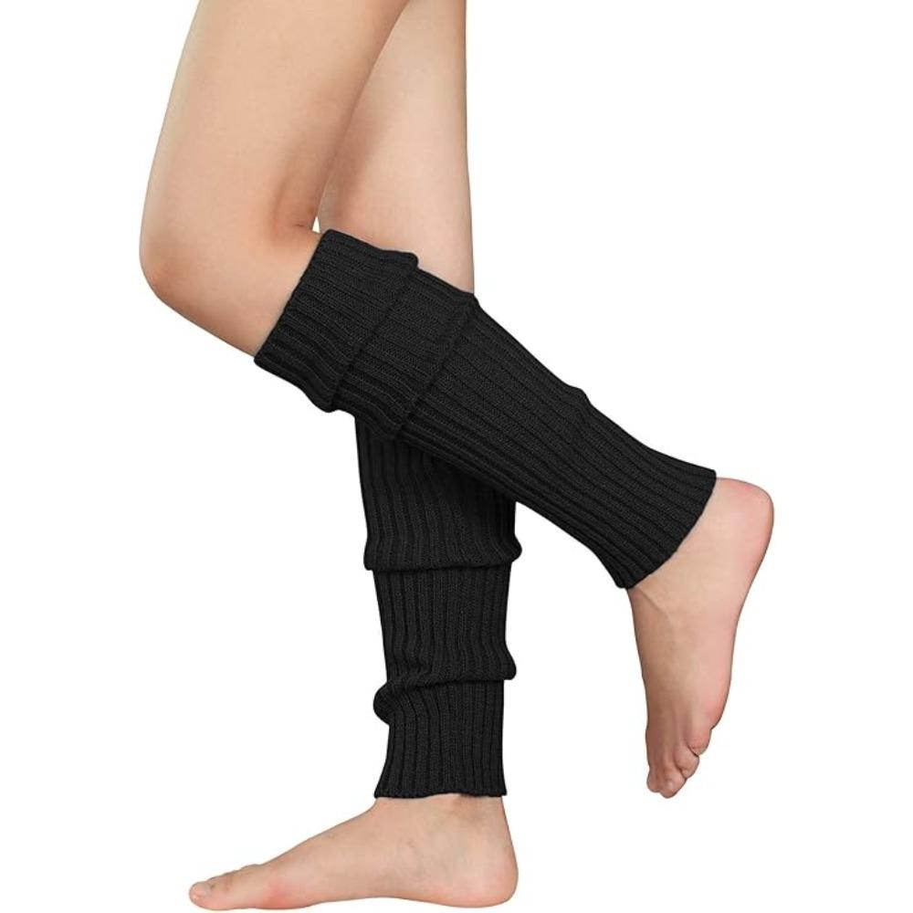 Women's Winter Warm Socks Neon Knitted Leg Warmers Ribbed Bright Color Footless Socks Leg Warmers Multicolor One Size