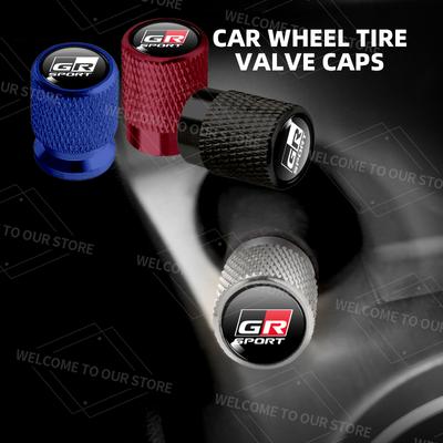 4pcs/1set For GR Sport Logo TRD RAV4 Avensis C-HR Camry Hilux  Car Valve Caps Wheel Tires Air Tyre Stem Protective Cover