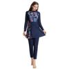 Women Printing Swimwear Muslim Bathing Suit with Cap Long Sleeve Swimsuit Full Coverage Swimming Suit 3 Pieces Sun Protection