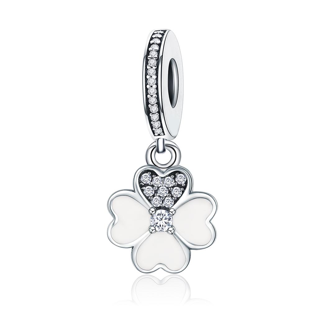 WOSTU Daisy Flower Series Charms 925 Silver Spacer Beads Dangle Charms Fit Bracelets DIY Jewelry