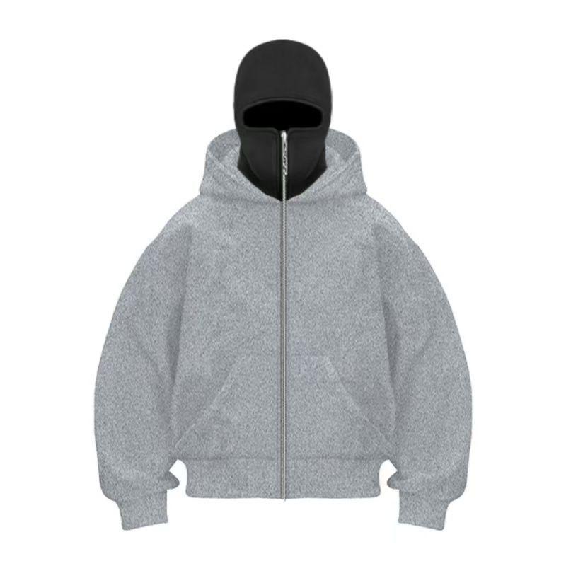 

New Men s Jacket Double-layer Hooded Cardigan Zip Up Hoodie Jacket Sports Top 2XL сірий