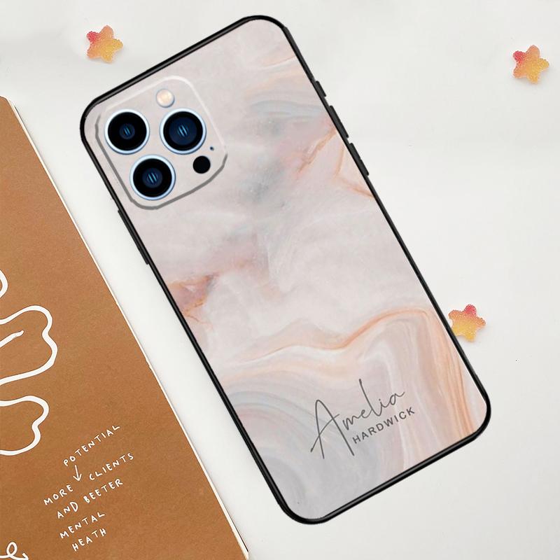 

Персонализированный мраморный чехол с фамилией и подписью для iPhone 11 12 13 14 15 16 Pro Max 15 16 Plus 13 12 Mini X XS XR iPhone 12 mini