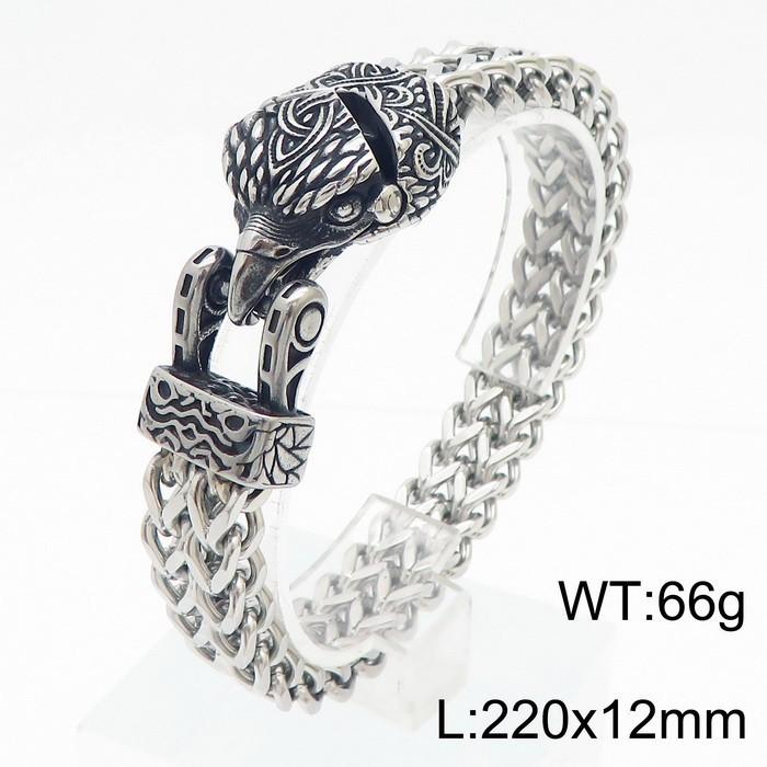 Titanium Steel Viking Bracelet for Men Eagle Head Snake Head Retro Hand Jewelry Accessories
