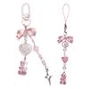 Fashion Bear Bowknot Bead Hangings Pendant Sweet Phone Strap Bag Decoration Portable Hangings Lanyard for Girls Women
