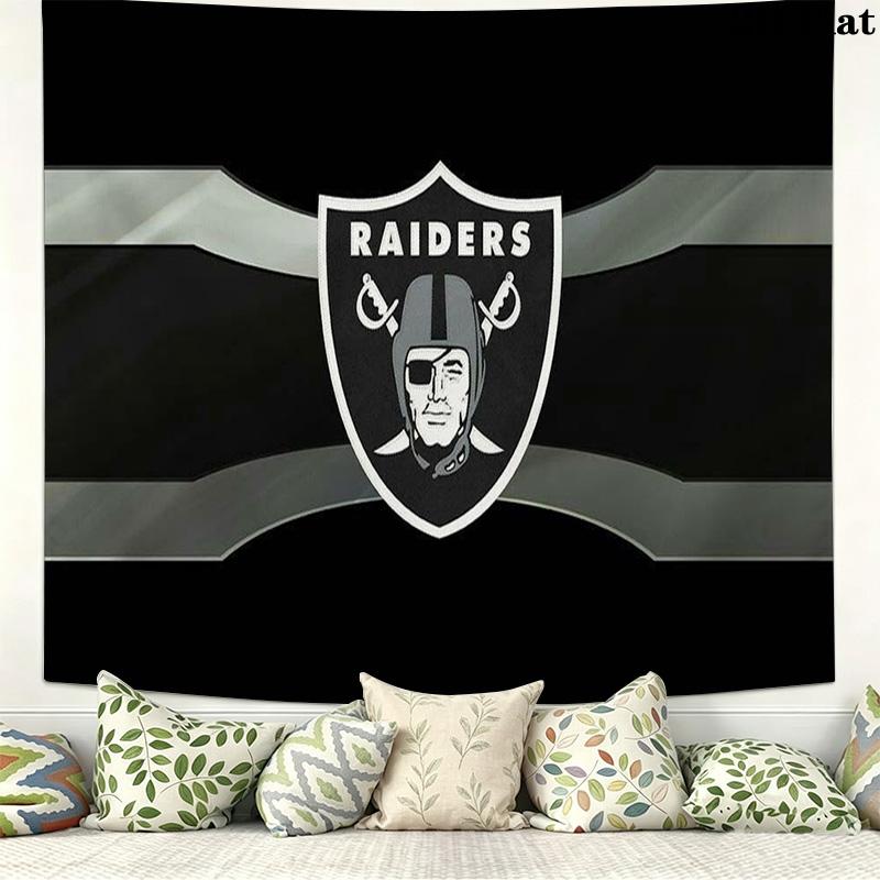Las Vegas Raiders Logo Wall Tapestry Aesthetic Wall Hanging Printed Fabric Blanket Decorative Tapestries for Bedroom Living Room Home Decor