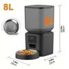 NITYERS 8L Alimentador Automático para Cães, Dispensador Inteligente de Ração para Animais com Controle por Chave, Gravador de Voz, Alimentação Dupla, Alimentador Automático Temporizado para Gatos com Aço Inoxidável