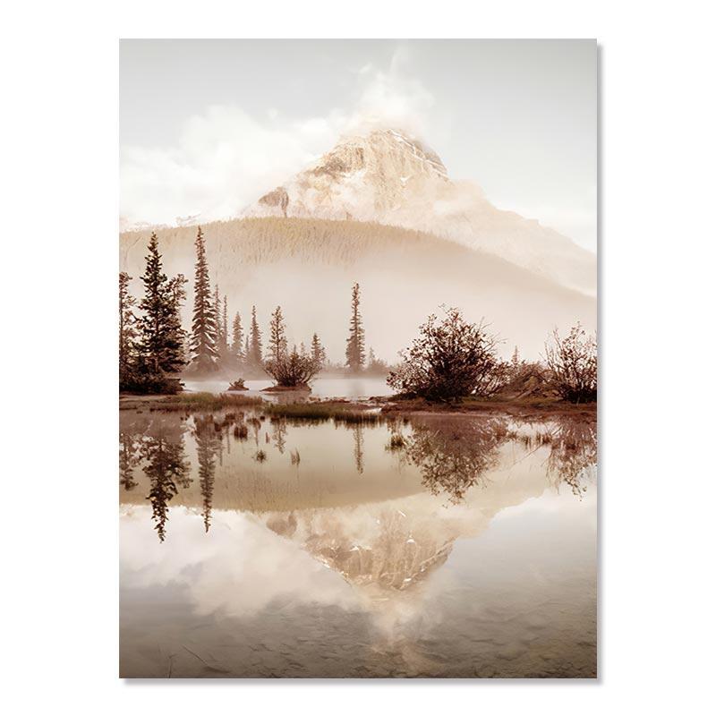 Naturlandschaft Landschaft Wandkunst Leinwand Poster und Druck Malerei Blume Gras Sonnenschein Nebel Bild Home Decorfor Wohnzimmer