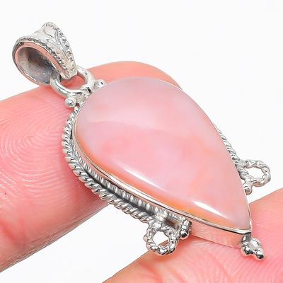 Natural Pink Opal Gemstone Handmade 925 Solid Sterling Silver Pendant 1.50" D5a35