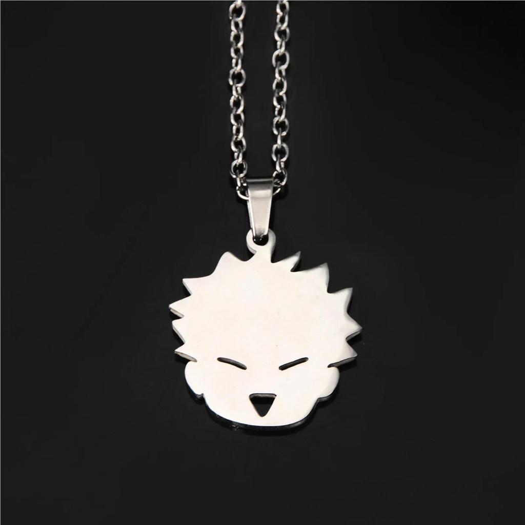 Anime Jujutsu Kaisen Halskette Gojo Satoru Niedliche Katze High School Emblem Anhänger Halsketten für Damen Herren Schmuck Zubehör