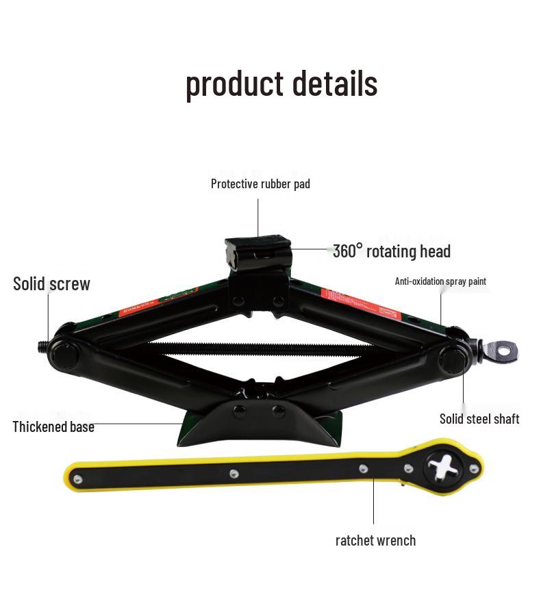 Sedan Lastik Değişimi İçin Kauçuk Pedli Tunaide El Kranklı Makaslı Araba Kriko
