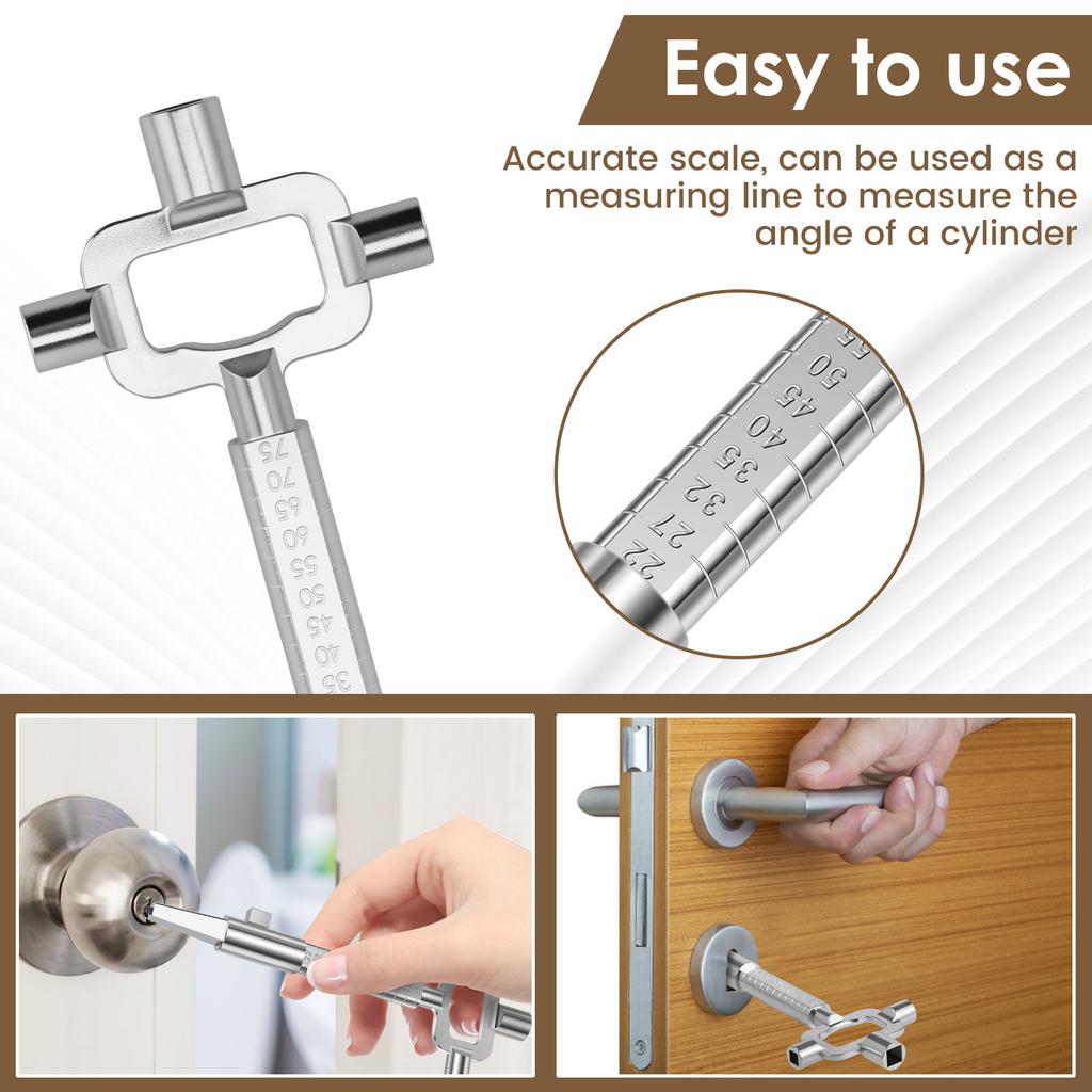 2 pcs metal multifunctional socket wrenches with measuring scales and universal structural keys suitable for inspection