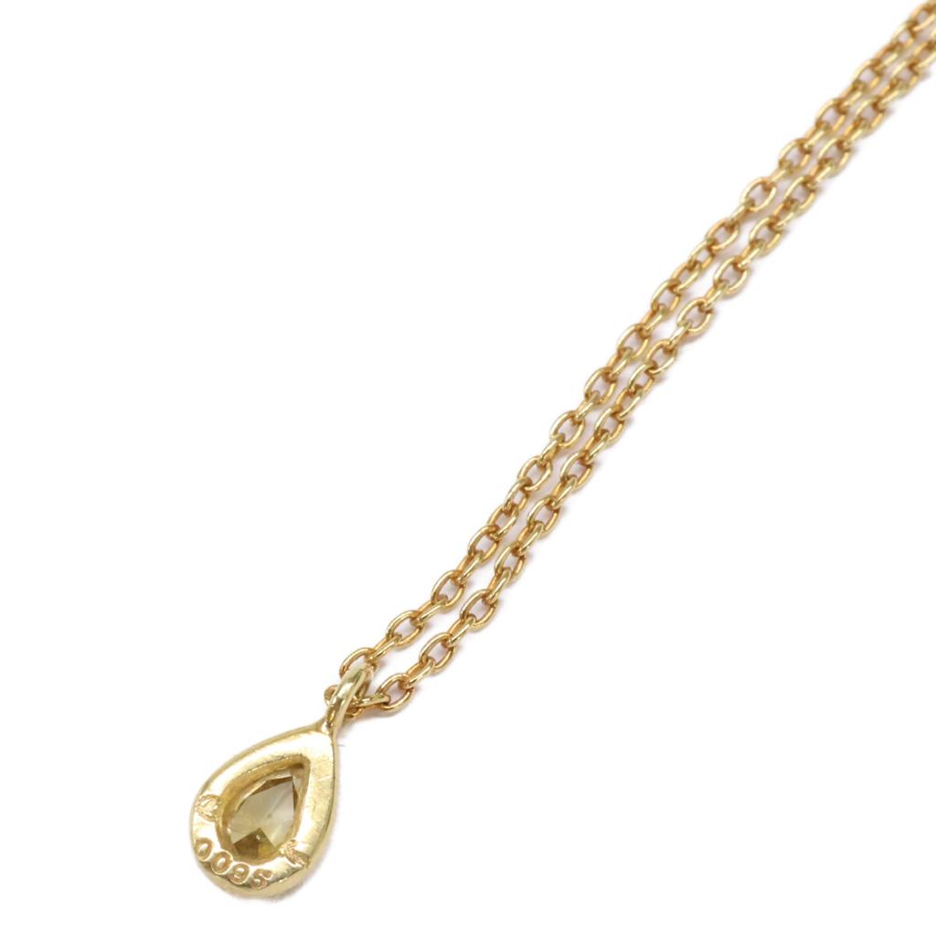 hum K18 0.095 1P Diamond Teardrop Necklace Yellow GoldUsed