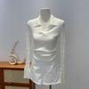 Design sense niche knitted long-sleeved shirt women's autumn slim-fitting and thin lo shirt unique popular top