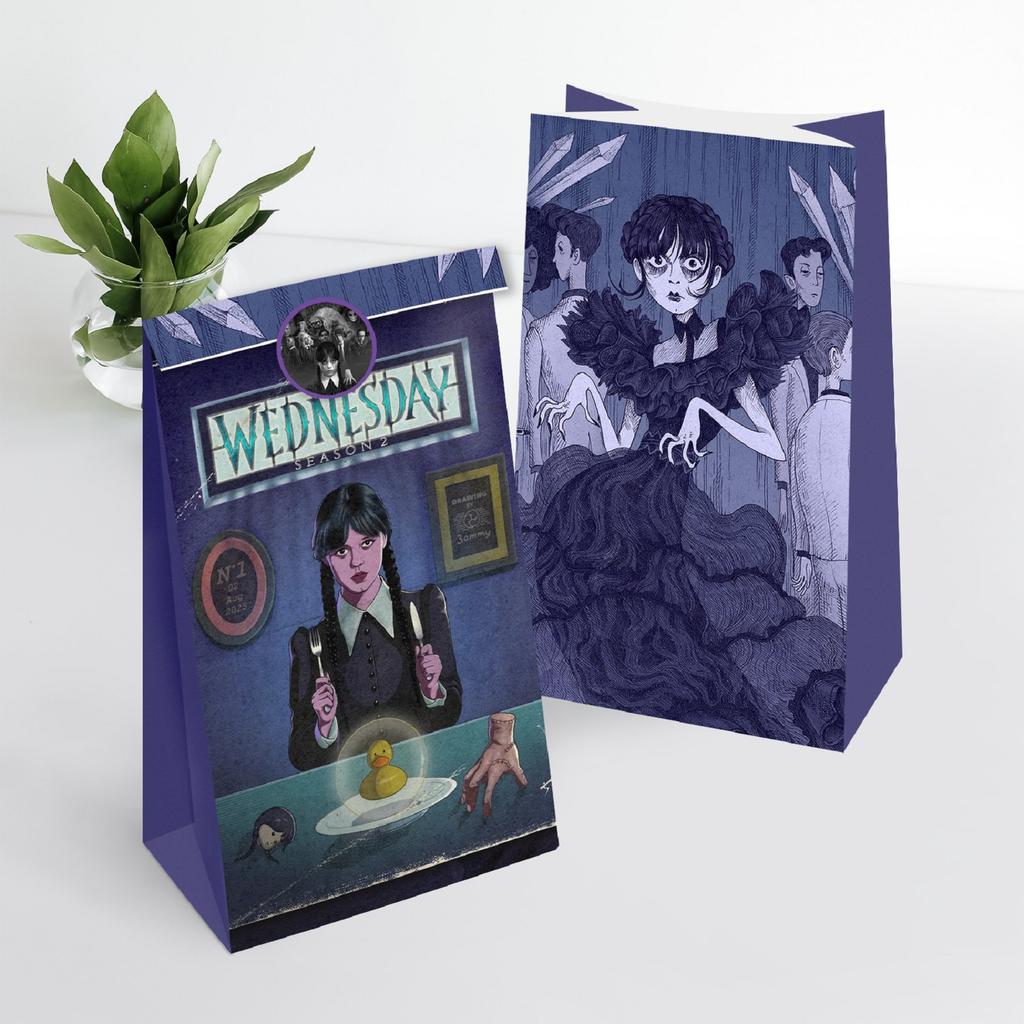 Bag Flat Mouth Gift Bag Sticker Four Styles Eight Patterns 12 Paper Bags 12Stickers Holiday Gift Bags