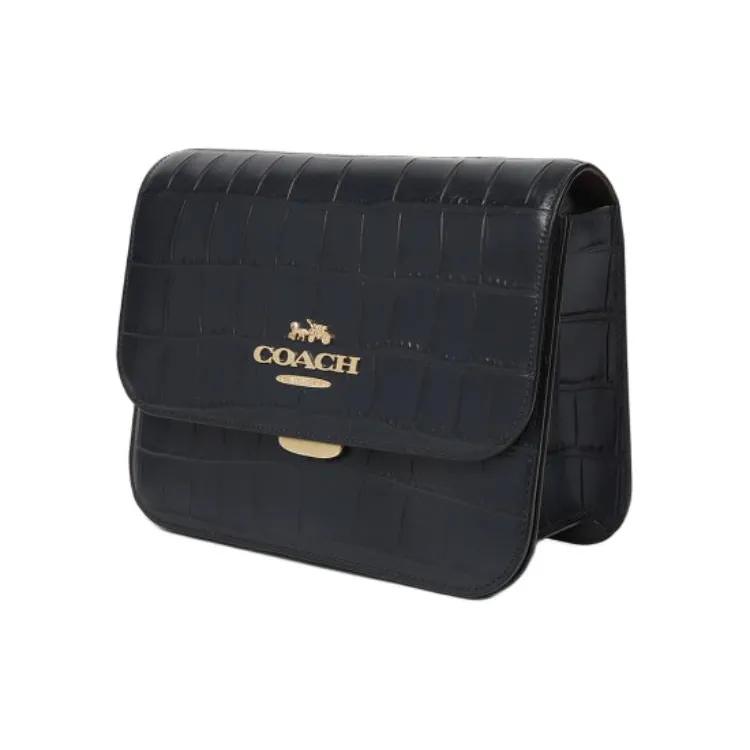 COACH Brynn Crocodile Pattern Leather Crossbody Bags Medium Women's Dark Blue (Unisex) Crossbody Bags C5631 IMMID