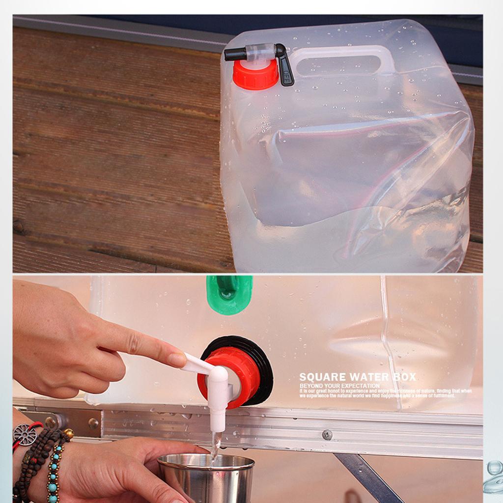 Collapsible Water Canister Portable Plastic Foldable Drinking Water Container with Tap Screw Cap for Travel Kitchen 10L