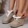 Stivali Invernali da Donna Moda Piattaforma Tacco a Zeppa Stivaletti Camoscio Sintetico Imbottiti Caldi Scarpe a Suola Spessa