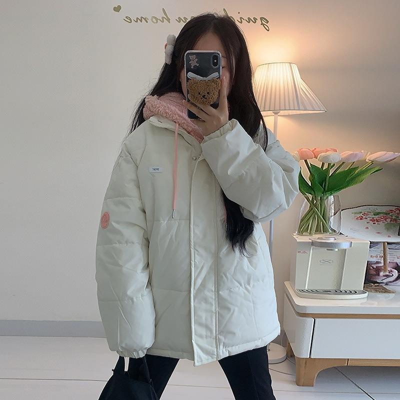 

Fake Two Pieces of Eiderdown Cotton-padded Jacket Women s Winter New Loose Cotton-padded Clothes Winter Lambswool Coat Cotton-padded Jacket XXL