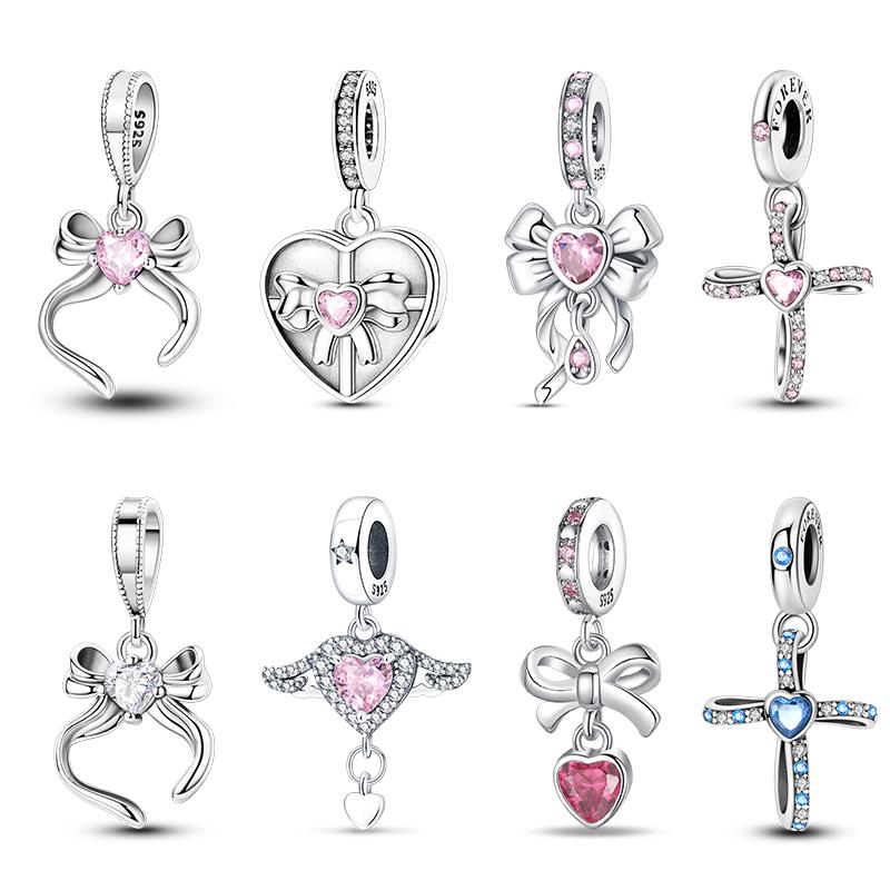 New Copper Pink Cross Bow Girl Heart Pendant Charms Fit 3Mm Original Bracelet Necklace Womens Fine Diy Jewelry Gifts