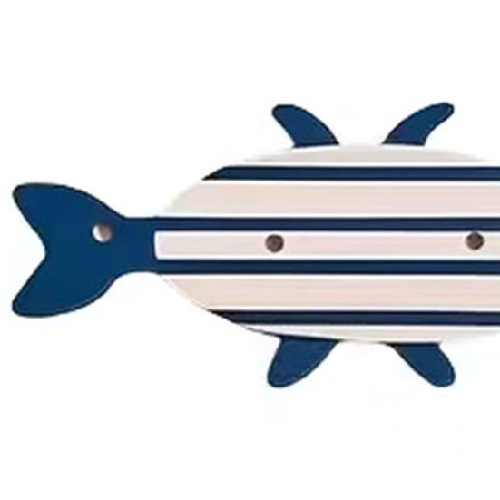 5 Pcs Wooden Fish Wall Decor Nautical Rustic Fish Wall Art Sculpture Beach Coastal Theme Farmhouse Hanging Sign for Home Bathroom Bedroom Lake House