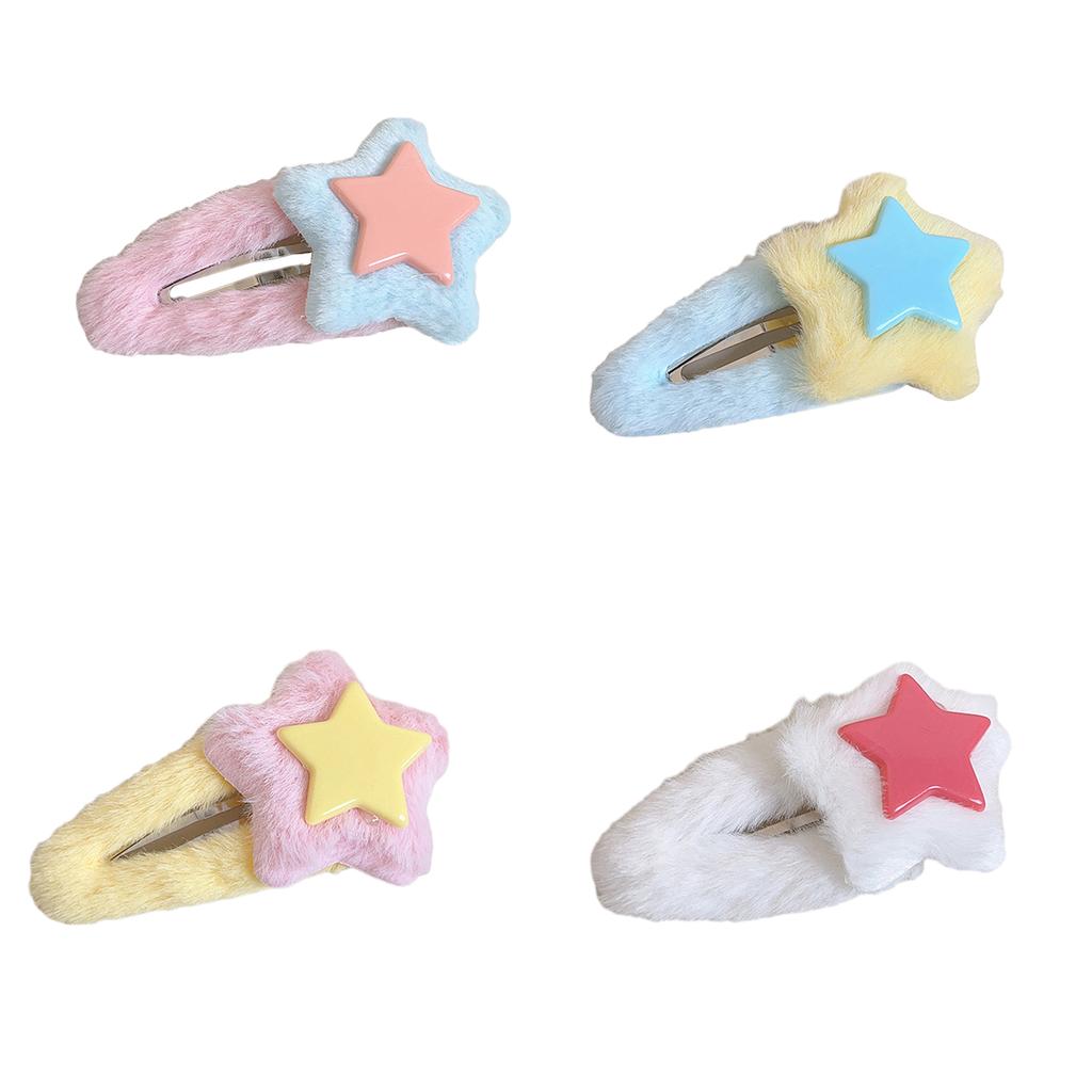 Plush Star Shape Hair Clip Carnival Photography Headwear for Woman Girls Bangs Taking Photo Shopping Travel Anti-Slip