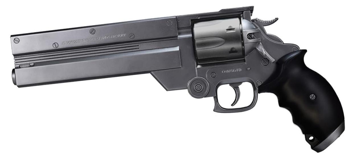 

Водяной пистолет Fullcock Realfoam, Том. 18, из сериала Триган. Пистолет Ваша, начальная форма. Цвет краски: Железо Серебро. Приблизительно 330 мм в длину. Сделал