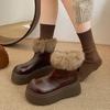 Okrągły nosek ciepłe małe grube podeszwy puszyste zimowe krótkie botki moda śniegowce damskie spice girl aksamit