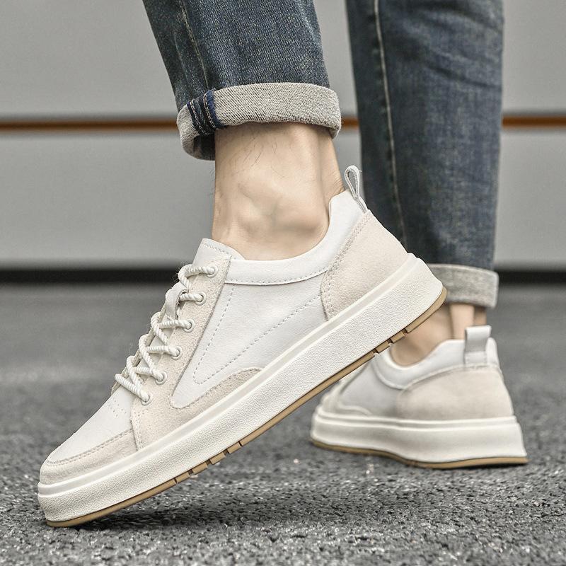 

Men s shoes 2025 new summer men s trend casual sports shoes soft sole leather surface waterproof thick baseplate shoes 38 белый
