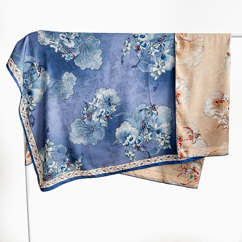 Chinese style fragrant cloud gauze square scarf silk scarf floralsprinting double-sided silk scarf shawl