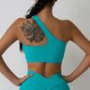 Nude Feel Sports Underwear One Shoulder Yoga Bra Removable Sports Beauty Back Bra Fitness Sports Outer Wear Sloping Shoulder
