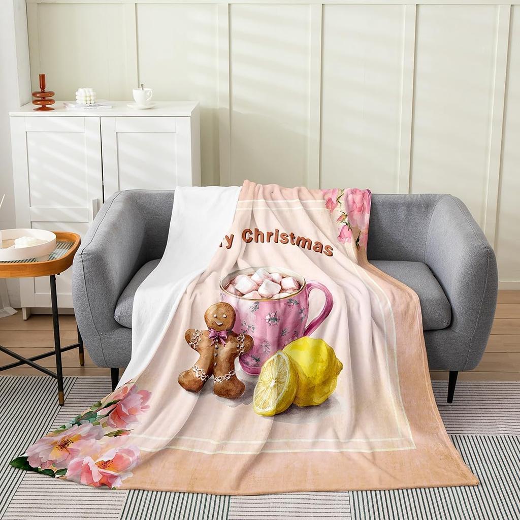 Xmas Grids Flannel Blanket Warm Lightweight,Merry Christmas Theme Warm Blanket for Couch Sofa Decor,Cartoon Santa Claus Warm