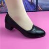 Soft Sole Comfortable Soft Leather Work Shoes Comfortable Mid-heel Four Seasons Women's Thick-heeled Non-slip Leather Shoes