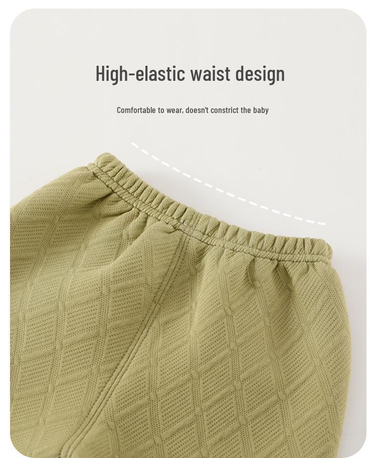 Children's Quilted Warm Underwear Set – Thick 2-Piece for Baby, Spring & Autumn.