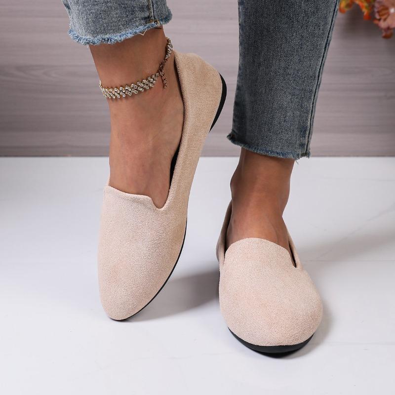 Women's Summer Pointed-Toe Flat Solid-Color Slip-On Loafers, Casual European Footwear, Available In Large Sizes.