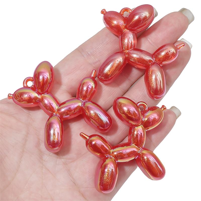1/2pcs Acrylic Electroplated UV Balloon Dog Pendant Charms for DIY Jewelry Earring Bracelet Making