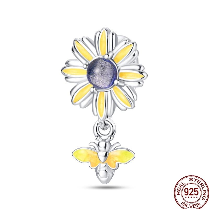 Real Copper Sunflower Series Charm Love Heart Blessing Series Suitable For 3Mm'S Bracelet Ladies Fine Jewelry Gift