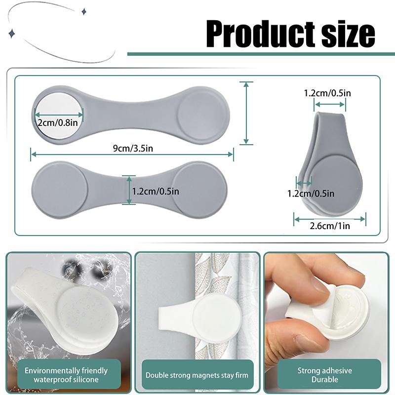 Magnetic Silicone Shower Curtain Clips For Liner, Self Adhesive Windproof Splash Holders Prevent Water Splashing Out