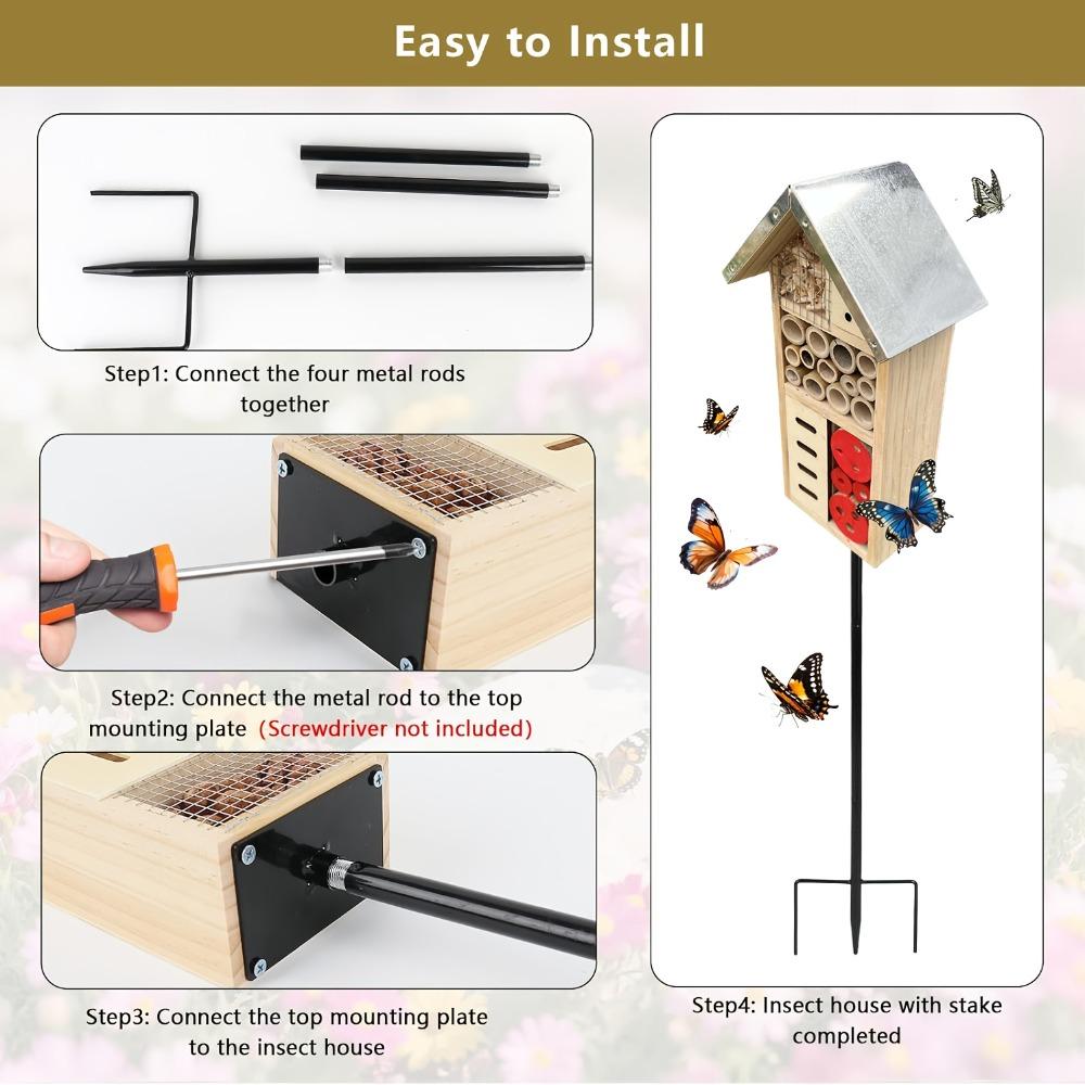 Wooden Insect House Insect Hotel for Bee Butterfly Ladybirds Beneficial Insect Habitat Bug Hotel Garden Hanging on Tree Wall