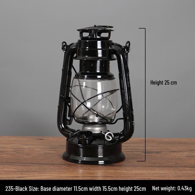 Vintage Wrought Iron Kerosene Hurricane Lamp - Nostalgic Camping Decor & Photography Prop