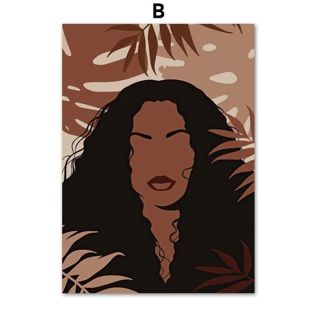 Abstract Black Fashion Girl Coffee Cosmos African Art Canvas Painting Nordic Posters And Prints Wall Pictures Living Room Decor No Frame