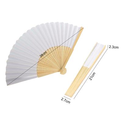 Bamboo Folding Fan Solid Color DIY Paper Decorative Fans Party Decor Art Craft Chinese Dance Fan Home Ornaments Gift Fans