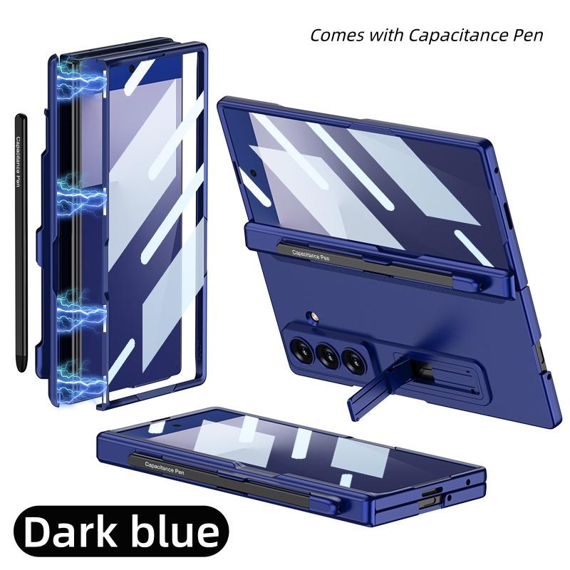 Fashion Hinge Protect Full Body Pen Slot Stand Case with Pen for Samsung Galaxy Z Fold7 With Screen Glass Film Matte Hard Cover