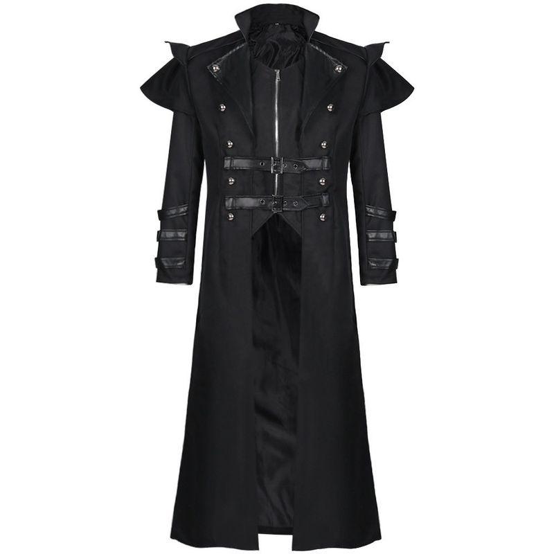 

Amazon s New Halloween Medieval Court Banquet Outfit with Zipper Slit Long Trench Coat Stage Performance Costume Gothic Trench Coat Black XXXL