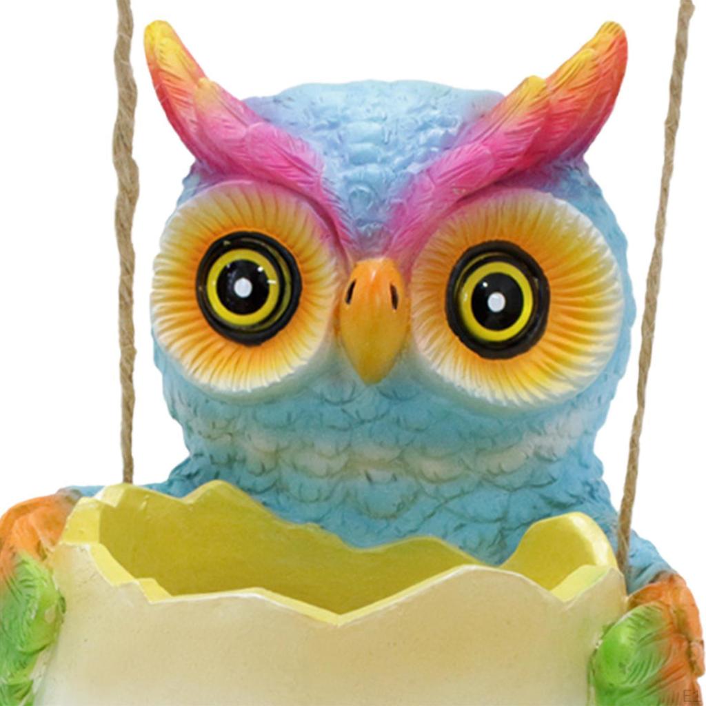 Hanging Flower Pot Decorative Figurine Owl Statue Resin Creative Flowerpot Animal Sculpture for