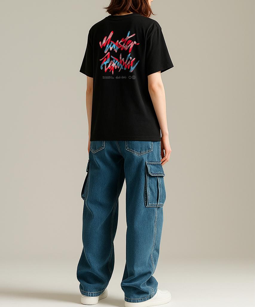 MONSTER REPUBLIC Square Logo Red T-Shirt Black_8118